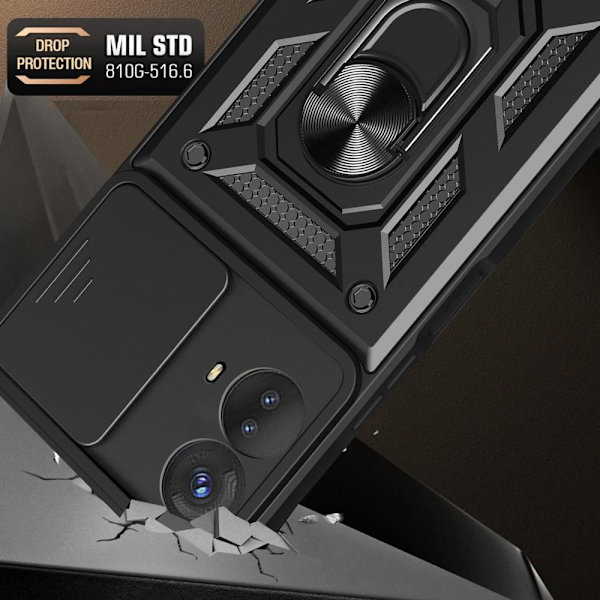 SKALO Motorola Moto G53 5G Armor hybridi metallirengas kameran liukusäädin - - Musta Black