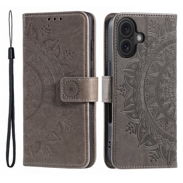 SKALO iPhone 17 Mandala Plånboksfodral - Grå grå