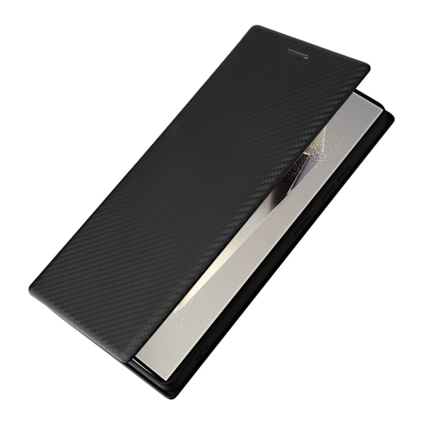 SKALO Samsung S25 Ultra Carbon Fiber Plånboksfodral - Svart Svart
