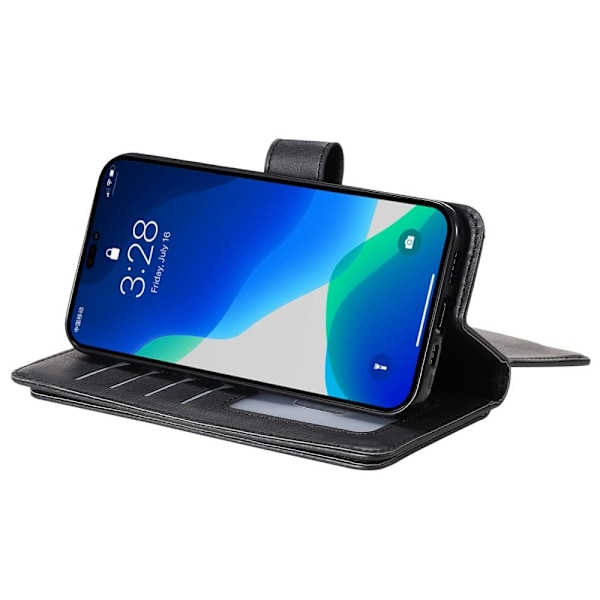 SKALO iPhone 14 Pro 10-lokeroa Lompakkokotelo - Musta Black