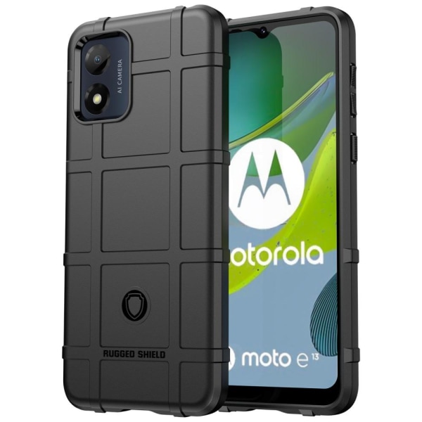SKALO Motorola Moto E13 4G Rugged Shield iskunkestävä TPU suojak Black