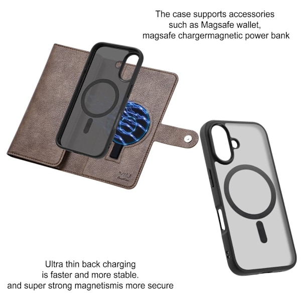 VILI iPhone 16 GVB Series Flip Cover m. pung i PU-læder - Brun Brown