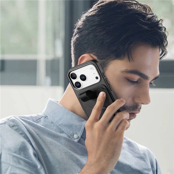 SKALO Hybridskal med Kortholder & Stativ Cover til iPhone 17 Pro Max - Sort Black