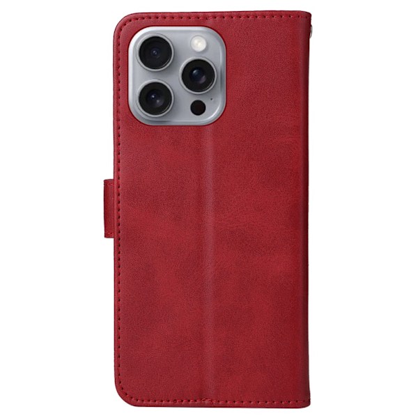 SKALO iPhone 16 Pro Max PU-læder Pungetui - Vælg farve Red