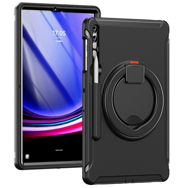 SKALO Samsung Tab S10 Plus Extra Shockproof Armor 360 Kahva/Tripod Suojakuori - Musta Black