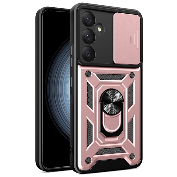 SKALO Samsung A55 5G Armor Hybrid Metallring Kameraslider - Roséguld Rosa guld