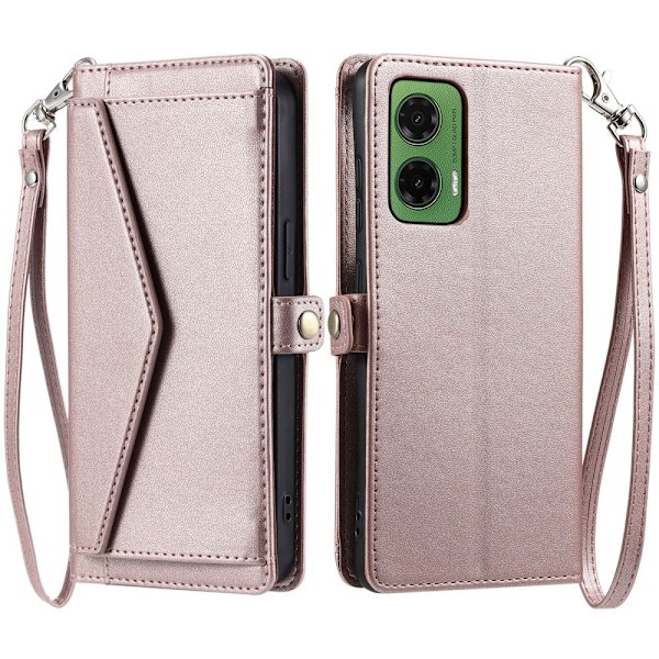 SKALO Motorola Moto G35 5G PU-Læder Envelope Flip Cover - Rosa guld Pink gold