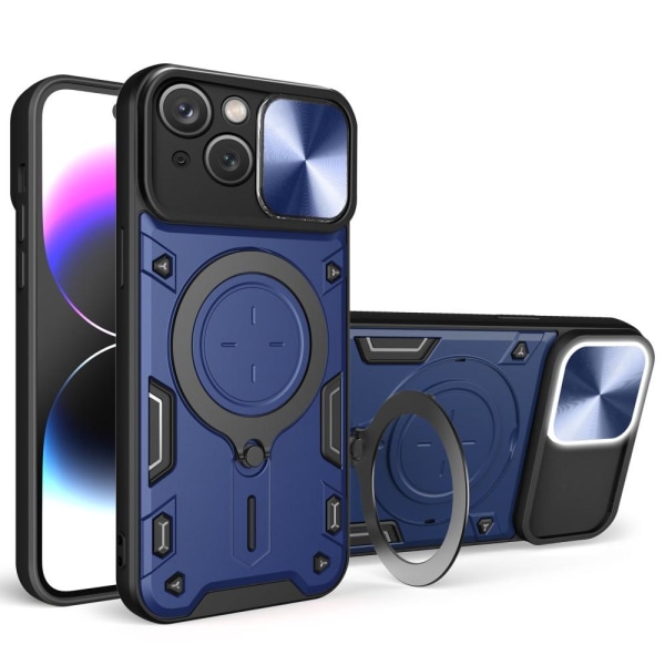 SKALO iPhone 15 Armor Hybrid Magnet Ring Camera Slider - Blå Blue