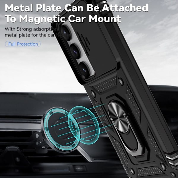SKALO Samsung S23 Armor hybridi metallirengas kameran liukusäädin - - Musta Black