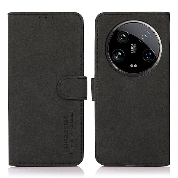 SKALO Xiaomi 14 Ultra 5G KHAZNEH Pungetui i PU-læder - Sort Black