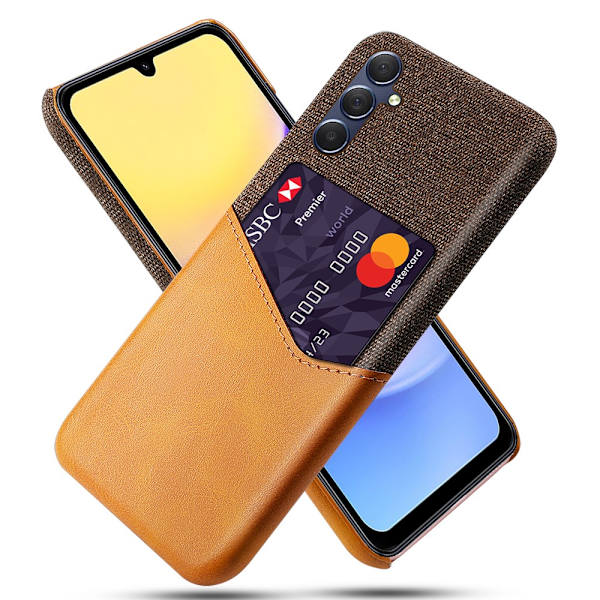 SKALO Samsung A15 5G Premium PU Nahka kortinhaltija Suojakuori - Ruskea Brown