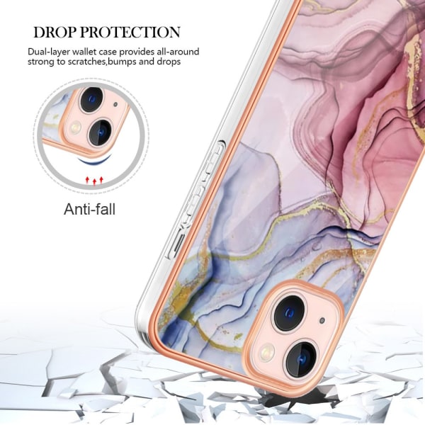 SKALO iPhone 15 Marmor TPU-cover - #1 Multicolor