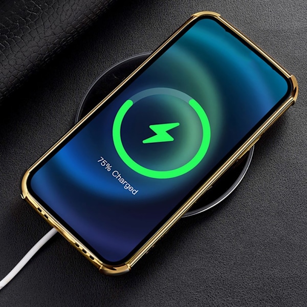 SKALO Samsung A15 5G Krokodil Guldkant Skal - Vit Vit