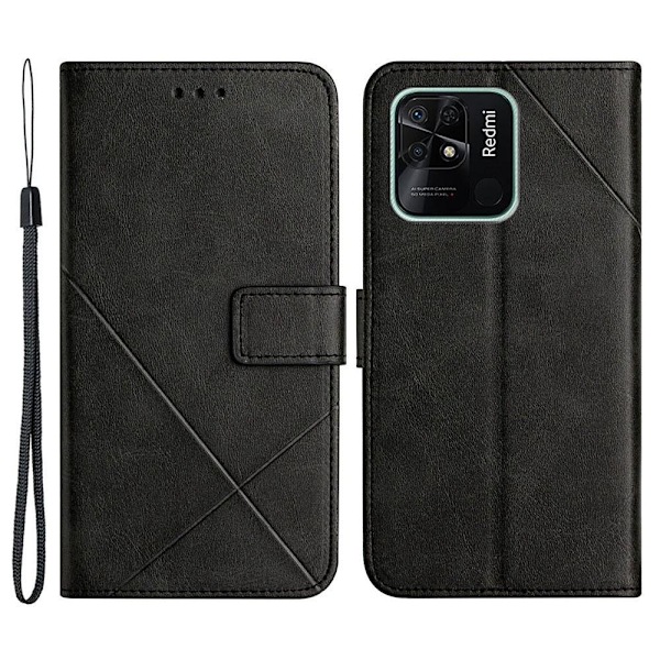 SKALO Xiaomi Redmi 10C Embossed Plånboksfodral i PU-Läder - Svart Svart