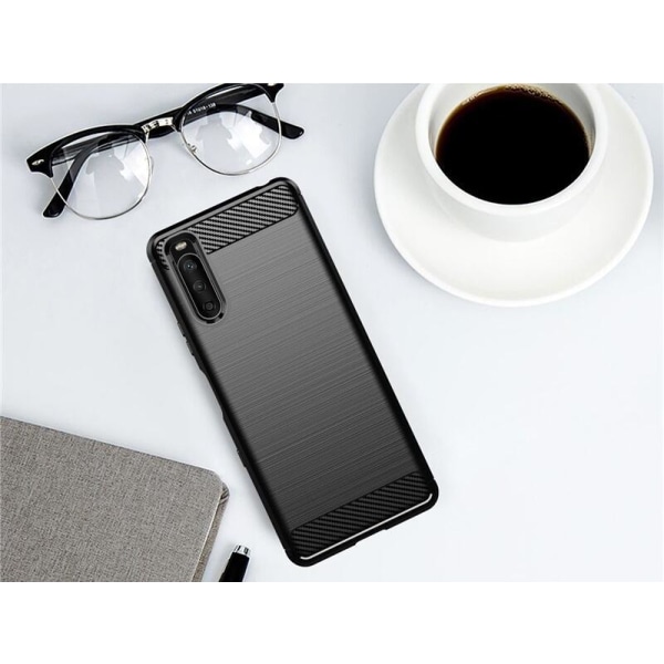 SKALO Sony Xperia 10 III Armor Carbon Stöttåligt TPU-skal - Fler färger Röd