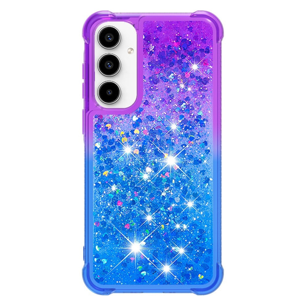 SKALO Samsung A35 5G Kvicksand Glitter Hjärtan TPU-skal - Lila-Blå multifärg