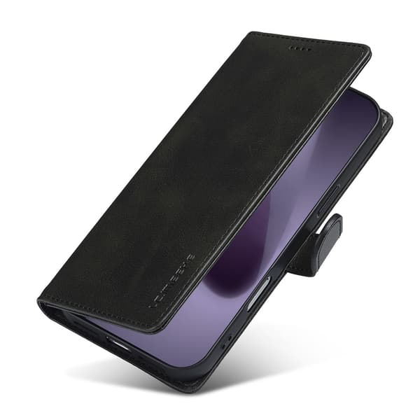 SKALO LC.IMEEKE Premium PU-læder Flip Cover til iPhone 18 Pro Max - Sort Black