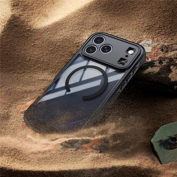 SKALO Shockproof Clear Hybrid+Skærmbeskyttelse Cover til iPhone 18 Pro - Sort Black