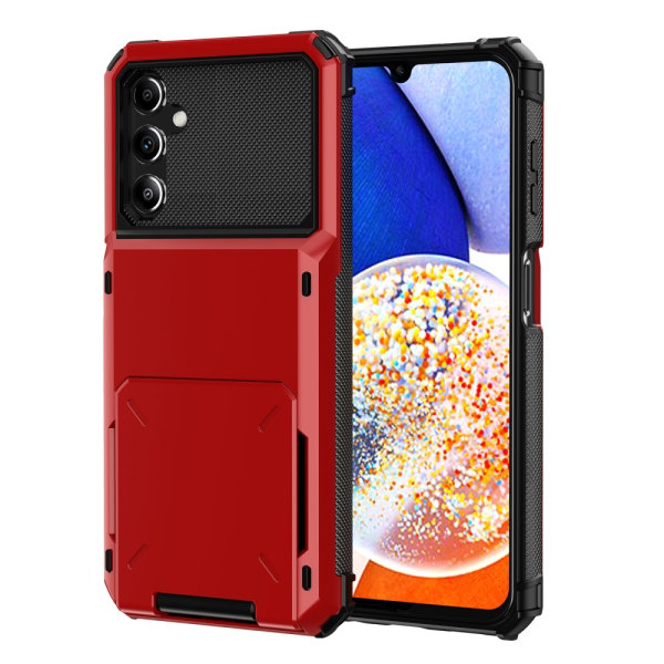 SKALO Samsung A34 5G Armor Suojakuori korttikotelo - Punainen Red