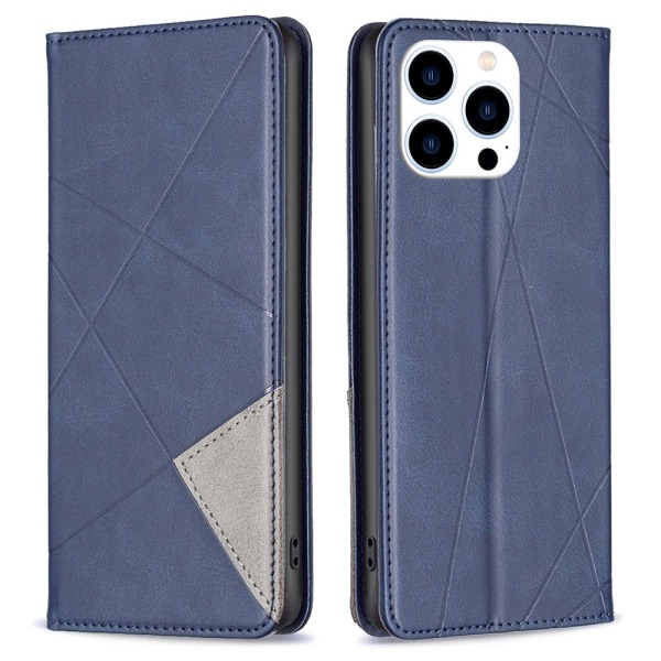 iPhone 15 Pro BINFEN COLOR Embossed Plånboksfodral - Blå Blå