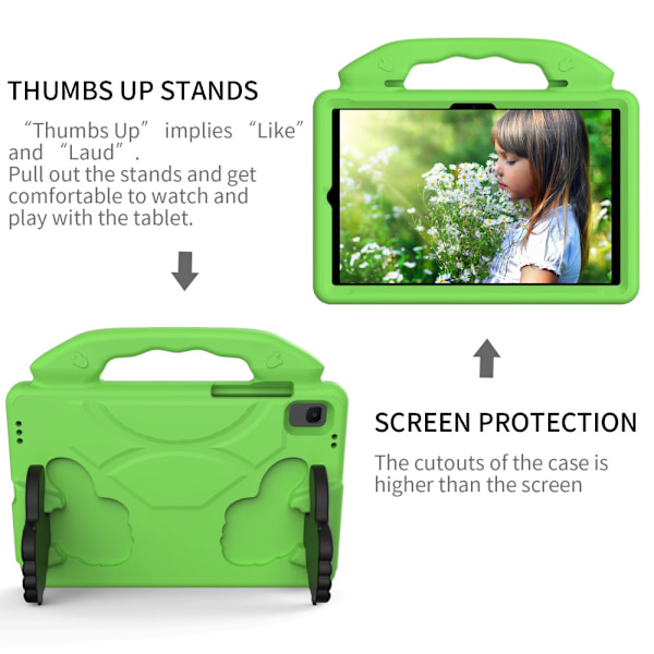 SKALO Samsung Tab A8 10.5 (2021/2022) Thumb Up Lasten Suojakotelo- Vihreä Green