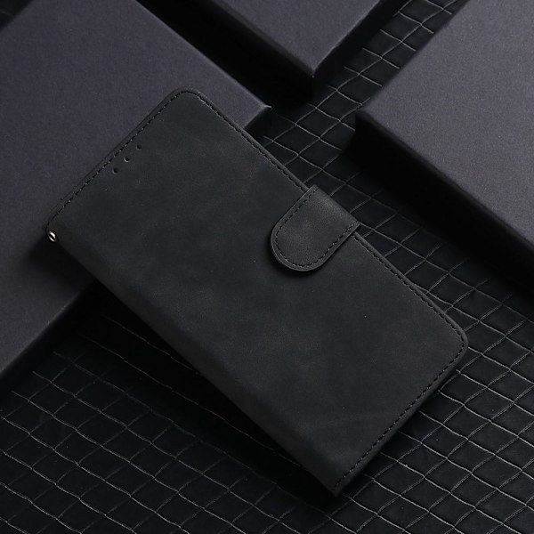 SKALO OnePlus Nord CE 2 Lite 5G Matt PU-Läder Plånboksfodral - Svart Svart