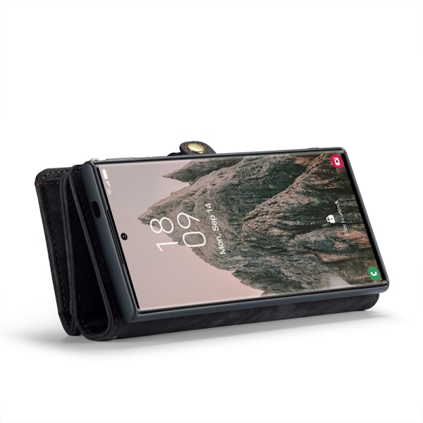 CaseMe Samsung S25 Ultra 008 BIg Wallet 2in1 Magnet Flip Cover - Sort Black