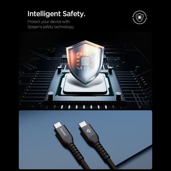 Spigen EB10010CCA Essential USB-C-kaapeli 100W 1m - Musta Black