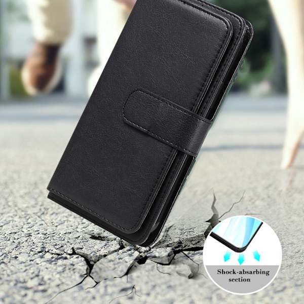 SKALO Samsung S24 FE 10-lokeroa Lompakkokotelo - Musta Black
