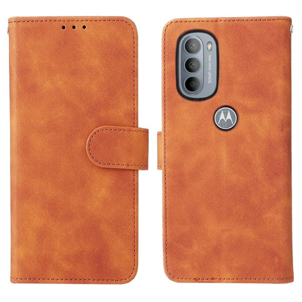 SKALO Moto G31 / G41 Matt PU-Läder Plånboksfodral - Brun Brown