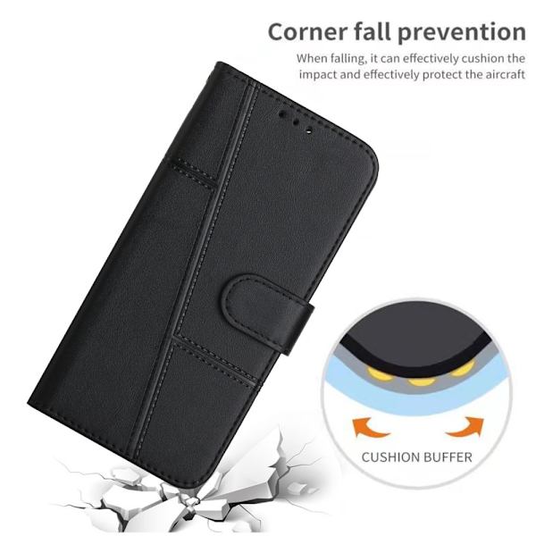 SKALO iPhone 15 Pro Embossed Triangle Plånboksfodral - Svart Svart