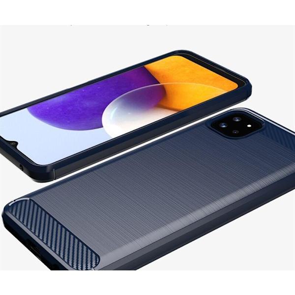 SKALO Samsung A22 5G Armor Carbon Iskunkestävä TPU suojakuori - Valitse väri Blue