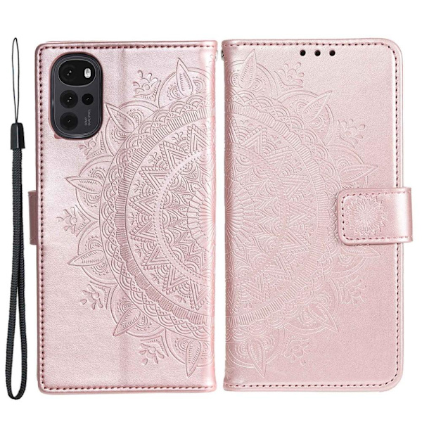 SKALO Motorola Moto G22 Mandala Plånboksfodral - Roséguld Rosa guld