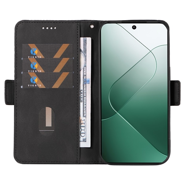 SKALO Xiaomi 14 5G Tikattu Lompakko - Musta Black