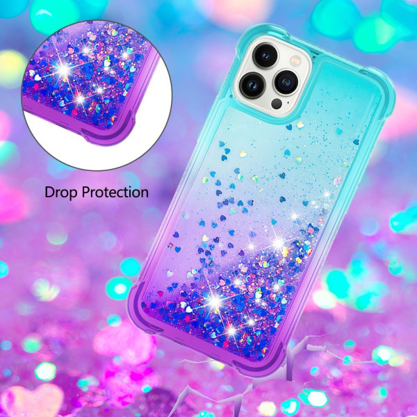 SKALO iPhone 15 Pro Max Kvicksand Glitter Hjärtan TPU-skal - Tur multifärg