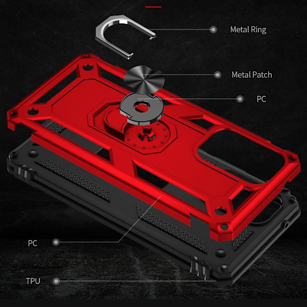 SKALO Samsung A53 5G Armor Hybridi metallirengas kuori - Punainen Red