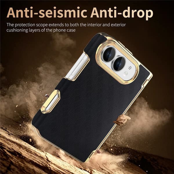 SKALO PU-Læder Guldkant Cover til iPhone Duo - Sort Black