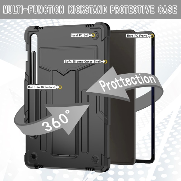 SKALO Samsung Tab S9/S9 FE Extra Shockproof Armor Shockproof Cov Black