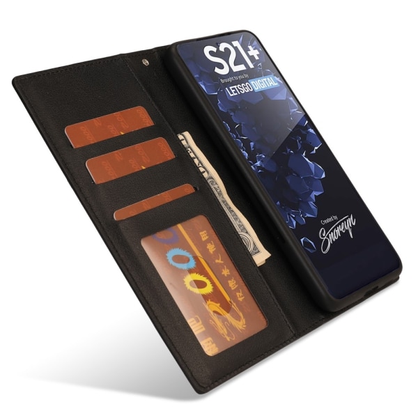 SKALO Samsung S21 DOLIZMA 2 i 1 Magnet Plånboksfodral - Svart Svart