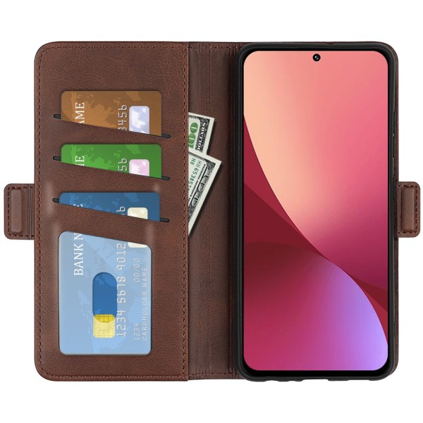 SKALO Xiaomi 12 Premium Wallet Flip Cover - Brun Brown