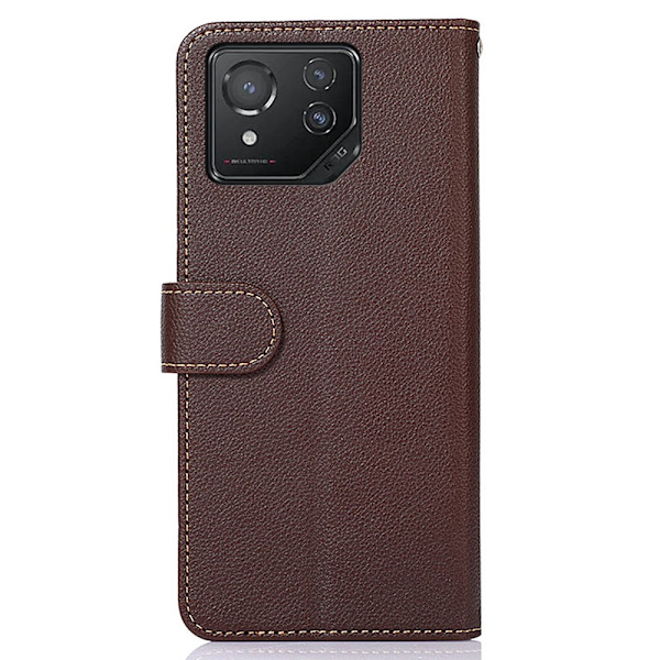 SKALO Asus ROG Phone 8 5G KHAZNEH Litchi Pungetui i PU-læder - Brun Brown