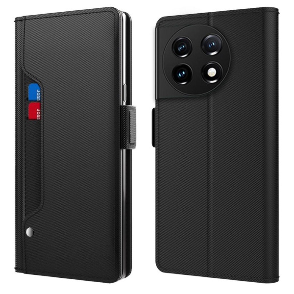 SKALO OnePlus 11 5G Korthållare Spegel Plånbok - Svart Svart
