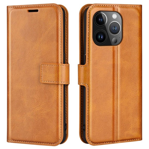 SKALO iPhone 15 Pro Max Plånboksfodral i PU-Läder - Ljusbrun Ljusbrun