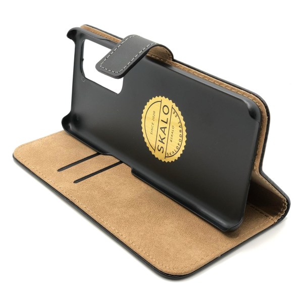 SKALO Xiaomi 11T/11T Pro Lompakkokotelo Aitoa nahkaa - Valitse väri Black