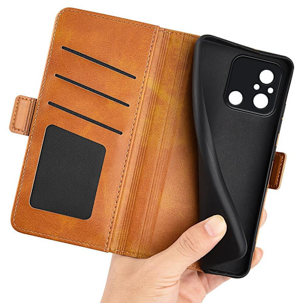 SKALO Xiaomi Redmi 12C 4G Premium Wallet Lompakkokotelo - Vaaleanruskea Light brown
