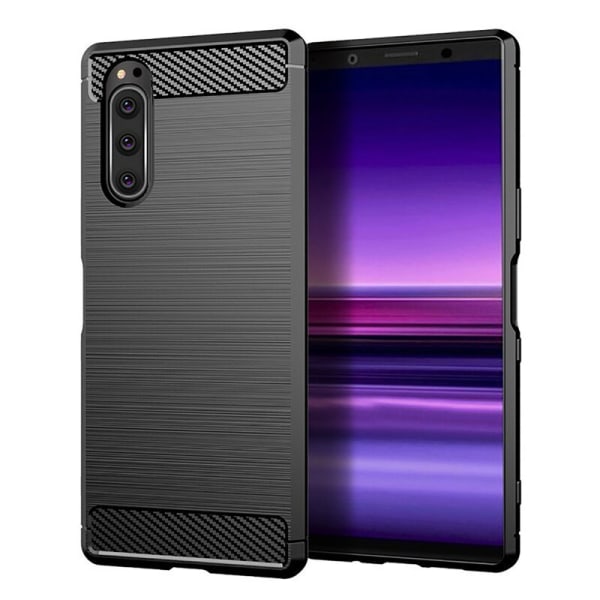 SKALO Sony Xperia 5 Armor Carbon Stødsikker TPU-cover - Vælg far Black