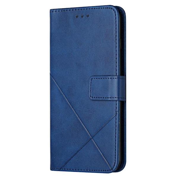 SKALO iPhone 15 Embossed Plånboksfodral i PU-Läder - Blå Blå
