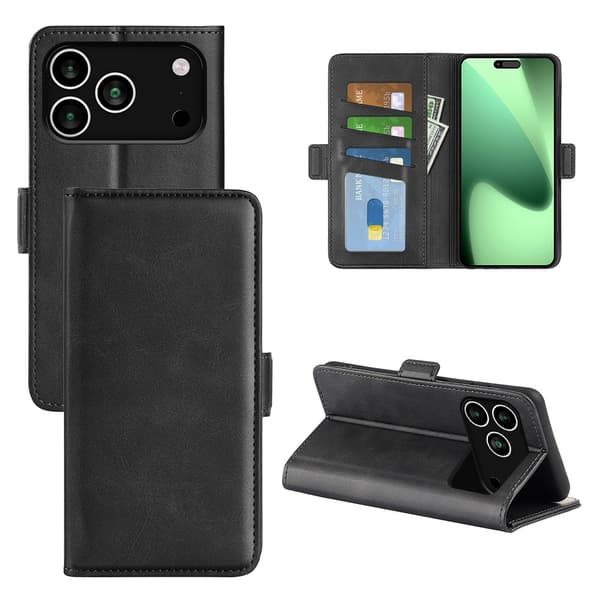 SKALO Premium ID Flip Cover til iPhone 18 Pro Max - Sort Black