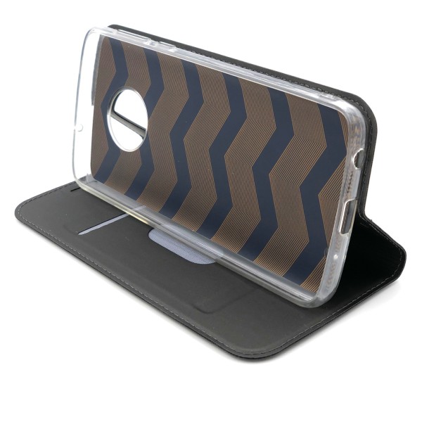 Plånboksfodral Ultratunn design Moto G6 Plus - fler färger Mörkgrå