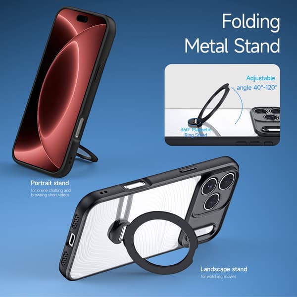 DUX DUCIS Aimo Series Kickstand Cover til iPhone 18 Pro - Sort Black